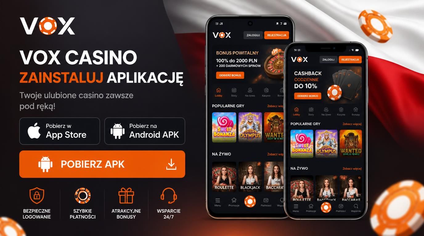 Ikony instalacji Vox Casino na urządzenia mobilne z Androidem i iOS.