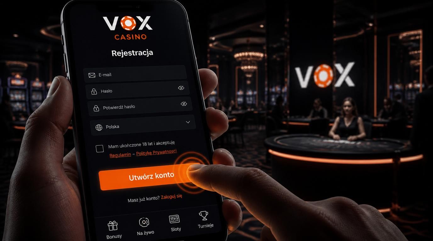 Interfejs mobilny rejestracji Vox Casino: formularz na smartfonie